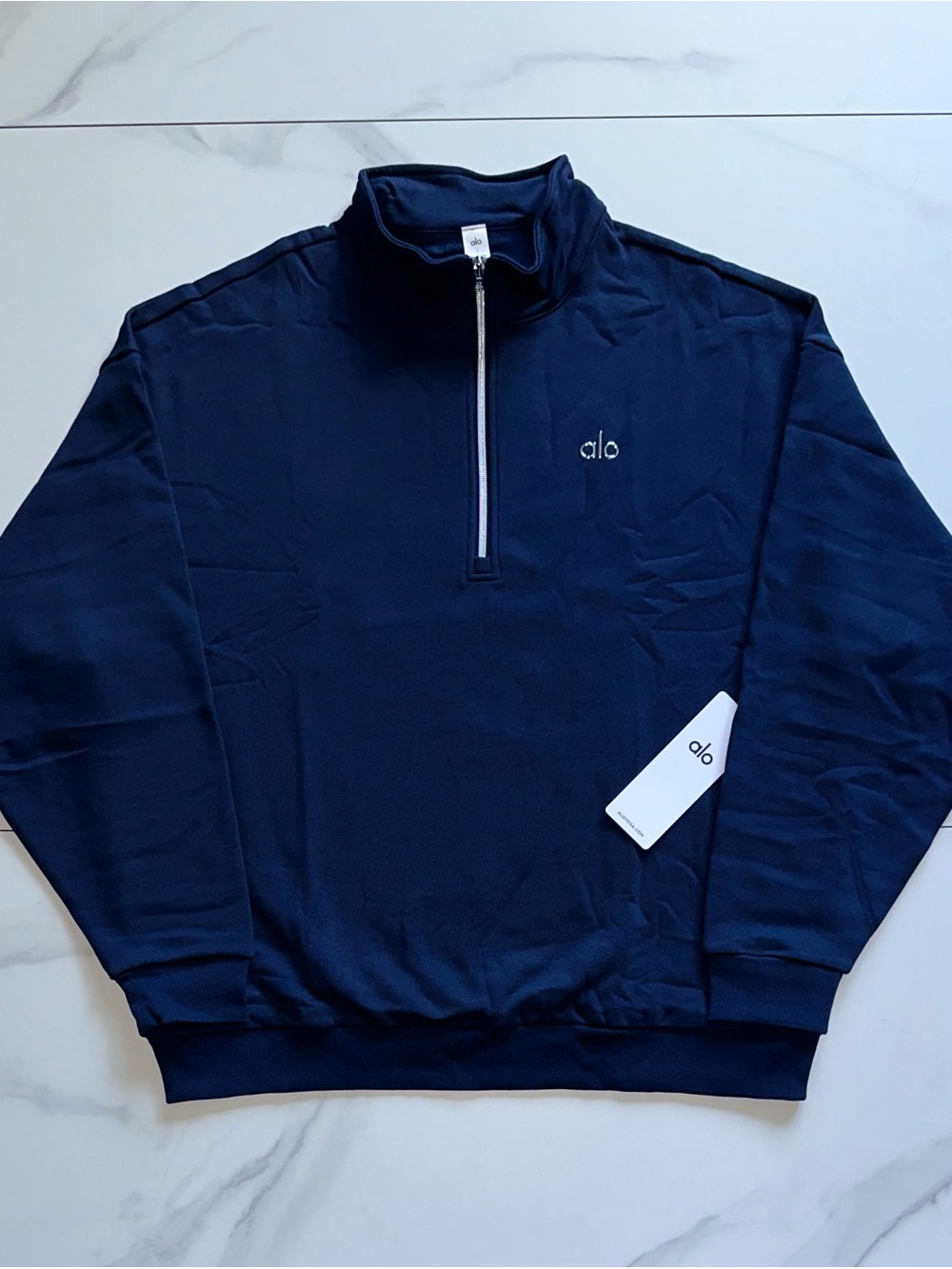 Alo Yoga Accolade 1/4 Zip Pullover Sweatshirt Navy Blue NWT Size Large